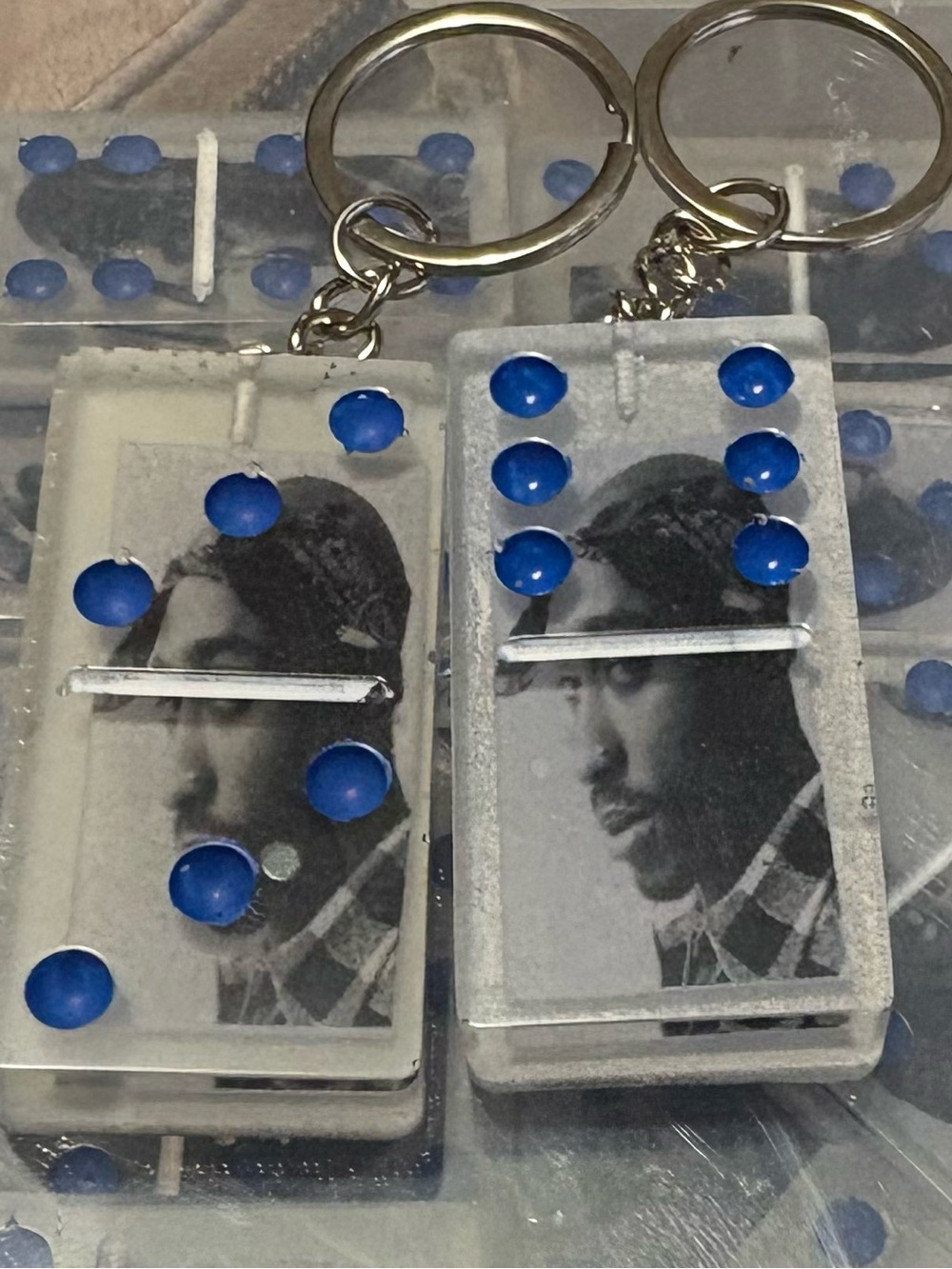 Tupac domino keychain